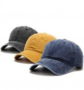 Perlotus Pamuklu Eskitme 3lü Şapka Kombini Sarı Siyah Lacivert - 1