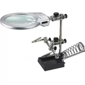 Ayarlanabilir Başlıklı Elektronikçi Yardım Lehim Standı Ile Ledli Büyüteç thumbnail 2