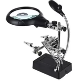 Masa Üstü Mandallı ,2.5x90mm, 7.5x34mm Mercekli ,adaptörlu Işıklı Büyüteç thumbnail 1