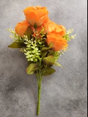 YASİMA 7 Kafalı Şimşir Aranjmanlı turuncu GÜL Demeti Buket Gül Vazo Saksı Dekor aranjman çiçeği thumbnail 4
