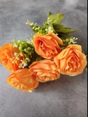 YASİMA 7 Kafalı Şimşir Aranjmanlı turuncu GÜL Demeti Buket Gül Vazo Saksı Dekor aranjman çiçeği thumbnail 1