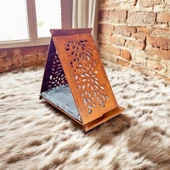 ED PET DİZAYN Üçgen Kedi Köpek Evi. 30x50 cm Ceviz Renk. 8 mm Kontroplak. - 3