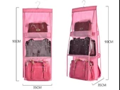 6 Gözlü Pratik Dolap İçi Çanta Askılığı/organizer (pembe) - 4