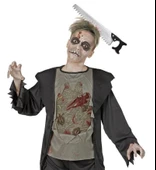 Kafaya Saplanmış Halloween Kanlı Testere Şaka Tacı - 4