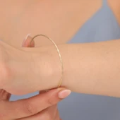 925 Ayar Altın Mikron Kaplama Burgulu Ajda Gümüş Bilezik - BV00103 thumbnail 2