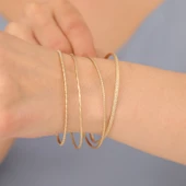 925 Ayar Altın Mikron Kaplama Burgulu Ajda Gümüş Bilezik - BV00103 thumbnail 3