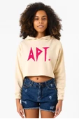 Blackpink Apt Bej Kadın Crop Kapşonlu thumbnail 1