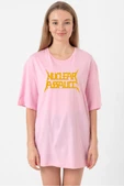 Nuclear Assault Lettern Pembe Kadın Oversize Tshirt thumbnail 1