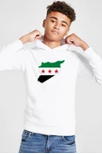Suriye Yeni Bayrak Beyaz Çocuk 3ip Kapşonlu  Sweatshirt - 1