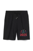 Happy New Year 2025 Essential Erkek Siyah Şort - 1