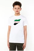 Suriye Yeni Bayrak Beyaz Çocuk Bisikletyaka Tshirt - 1