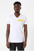 Fallout Lettern Beyaz Erkek V yaka Tshirt - 2
