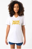 Nuclear Assault Lettern Beyaz Kadın V yaka Tshirt - 1