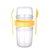 Çift Hazneli - Çatal Kaşıklı Portatif Müsli -atıştırmalık Kabı 650 Ml - 3