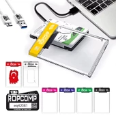 Ropcomp 2.5" USB 3.0 Sata Harici Harddisk Kutusu Şeffaf - 2