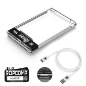 Ropcomp 2.5" USB 3.0 Sata Harici Harddisk Kutusu Şeffaf - 1