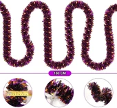 Mor Turuncu Renk 4 Cm Genişlik Garland Çift Renk Sim Süs 180 Cm - 2