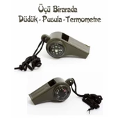 Pusulalı Termometreli Düdük - Survival Askılı Düdük - 1