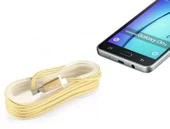 Android Örgü Şeklinde Renkli Çelik Şarj Data Kablosu - Gold - 1