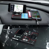 Kaymaz Torpido Üstü Park Telefon Numaralı Telefon Tutucu Renkli Şeritli Araç Matı - 5