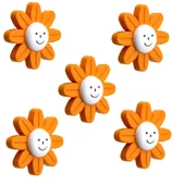 Mobilya Plastik Papatya Kulp Turuncu Çoçuk Odası Kız Erkek Dolap Kapak Kulpu Çekmece Kulbu 5 ADET thumbnail 1