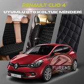 Renault Clio 4 Siyah Renk Tay Tüyü Cepli & Terletmez Sırtlı Oto Koltuk Minder Seti - Koltuk Koruma Kılıfı (ÖN & ARKA TAM SET) - 1