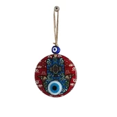 Fatma Ana Bereket Eli Desenli Nazar Boncuklu Duvar Süsü 10 Cm Cam Duvar Süsü thumbnail 2