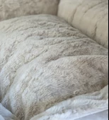 Pawland Tavşan Tüyü Peluş Kedi Yatağı, Küçük Irk Köpek Yatağı Krem 60x45CM - 3