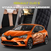 Renault Clio 5 Siyah Renk Tay Tüyü Cepli & Terletmez Sırtlı Oto Koltuk Minder Seti - Koltuk Koruma Kılıfı (ÖN & ARKA TAM SET) thumbnail 1