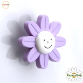 Mobilya Plastik Papatya Kulp Lila Renk Çoçuk Odası Kız Erkek Dolap Kapak Kulpu Çekmece Kulbu 1 ADET - 2