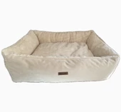 Pawland Tavşan Tüyü Peluş Kedi Yatağı, Küçük Irk Köpek Yatağı Krem 60x45CM - 2