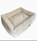 Pawland Tavşan Tüyü Peluş Kedi Yatağı, Küçük Irk Köpek Yatağı Krem 60x45CM - 1