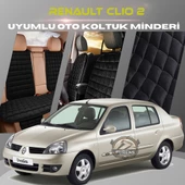 Renault Clio 2 Siyah Renk Tay Tüyü Cepli & Terletmez Sırtlı Oto Koltuk Minder Seti - Koltuk Koruma Kılıfı (ÖN & ARKA TAM SET) thumbnail 1