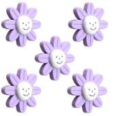 Mobilya Plastik Papatya Kulp Lila Renk Çoçuk Odası Kız Erkek Dolap Kapak Kulpu Çekmece Kulbu 5 ADET thumbnail 1