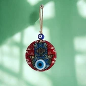 Fatma Ana Bereket Eli Desenli Nazar Boncuklu Duvar Süsü 10 Cm Cam Duvar Süsü thumbnail 5