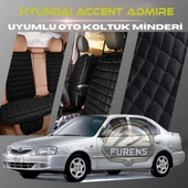 Hyunda Accent Admire Siyah Renk Tay Tüyü Cepli & Terletmez Sırtlı Oto Koltuk Minder Seti - Koltuk Koruma Kılıfı (ÖN & ARKA TAM SET) - 1