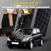 Hyundai Getz Siyah Renk Tay Tüyü Cepli & Terletmez Sırtlı Oto Koltuk Minder Seti - Koltuk Koruma Kılıfı (ÖN & ARKA TAM SET) - 1