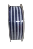 Tafta Çizgi Desen Kurdele 25 mm Lacivert 1 Metre - 2