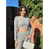 Lucky Life Kadın Yandan Bağlamalı Geniş Paçalı Fitil Kaşkorse İkili Takım thumbnail 1