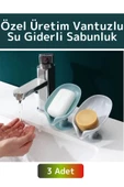 Özel Üretim Banyo Mutfak Lavabo Su Giderli Küflenme Kuruma Koku Önleyici Vantuzlu Sabunluk 3 Adet thumbnail 1