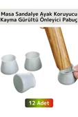Kayma Çizilme Gürültü Önleyici Mobilya Masa Sandalye Zemin Koruyucu Silikon Pabuç Ayak Kılıfı 12Adet - 1