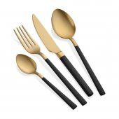 The Mia Çatal Kaşık Bıçak Seti 24 Parça Mat Gold & Siyah CKB0102 - 1