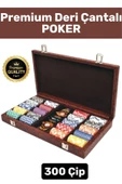 Premium Kilit Sistemli Suni Deri Çantalı 300 Çip Çift Desteli Blackjack Texas Holdem Casino Poker - 1
