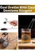 Premium Yüksek Kaliteli Ergonomik Çelik İnce Delikli Geniş Kulplu Bitki Çayı Demleme Süzgeci - 1