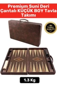 Premium Yüksek Kaliteli Tam Suni Deri Kaplama Fermuarlı Çantalı Akrilik Pullu Küçük Boy Tavla Takımı - 1
