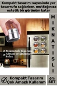 Premium Kompakt Yüksek Kaliteli Çelik Mıknatıslı Kuru Gıda Bakliyat Baharatlık 6'lı Set - 2