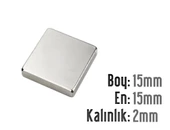 Neodyum Mıknatıs Köşeli  15x15mm , Kalınlık 2 mm ( 5 Adet) - 1