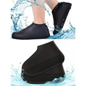 SİYAH Silikon Yağmur Koruyucu Ayakkabı Kılıfı Kaymaz Su Kir Geçirmez (LARGE  38-41 NUMARA) - 7