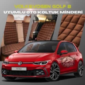 Volksvogen Golf 8 Kahverengi Renk Tay Tüyü Cepli & Terletmez Sırtlı Oto Koltuk Minder Seti - Koltuk Koruma Kılıfı (ÖN & ARKA TAM SET) thumbnail 1