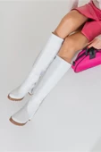 Artı-Artı006-0118 Kadın Platform Topuklu Beyaz Cilt Çizme - 2